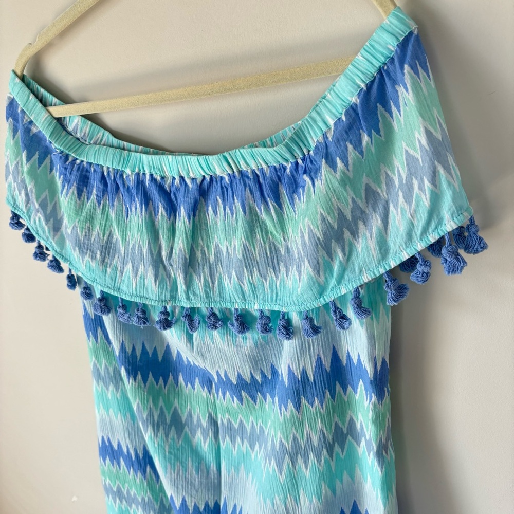 Sail to Sable Women's Off the Shoulder Pom-Pom Dress Size Large - Picture 11 of 16